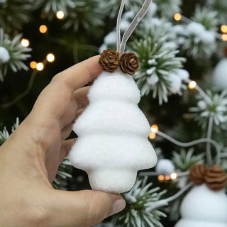 Fluffy Tree Ornaments - White Hanging Tree Ornaments The Holiday Shop