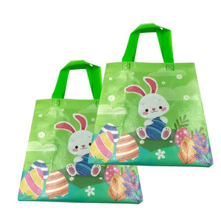 Green Easterhunt Bag with a bunny and eggs