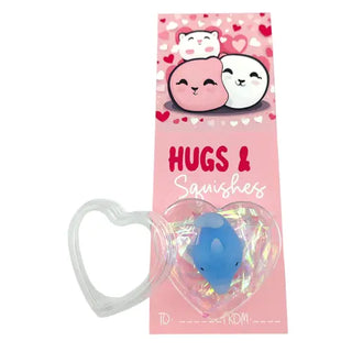 squishy toy with a heart design and pink valentines card