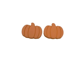 Pair of pumpkin-shaped earrings on a white background