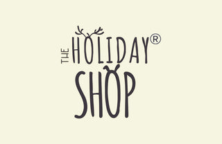 Logo of The Holiday Shop on a beige background