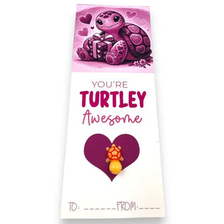 Pink Turtle on a heart with a valentines message
