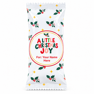 A Little Christmas Joy treat bar with name label