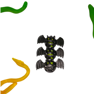 black stacked bat silhouettes with a green glow