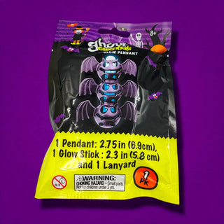 Packaged product with Halloween-themed design on a purple background