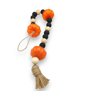 Bead Garland – Wood Beads with Pumpkin Accent