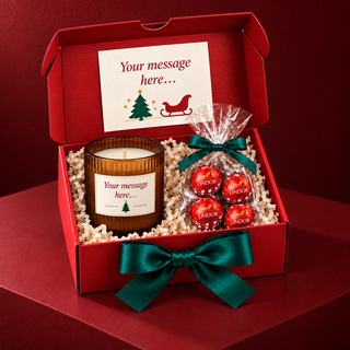 Luxury Corporate Christmas Gift Box – Personalised Amber Glass Candle & Lindt Lindor | Executive Client Gift South Africa The Holiday Shop