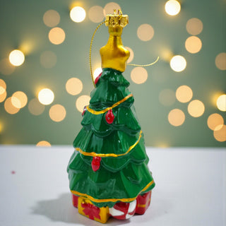 Classic evergreen and gold Christmas tree ornament hanging décor, traditional aesthetic