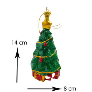 Classic evergreen and gold Christmas tree ornament hanging décor