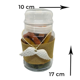 Dried fruit snack gift shaped like wings with elegant packaging on a white background