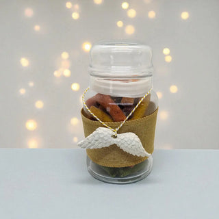 Dried fruit snack gift shaped like wings with elegant packaging
