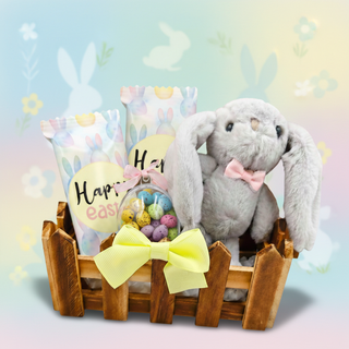 Easter Bunny Gift Basket with Chocolate Eggs