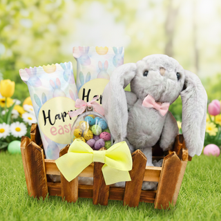 Easter Bunny Gift Basket with Chocolate Eggs