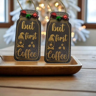 First Coffee Gnome - Hanging Festive Tree Ornament The Holiday Shop