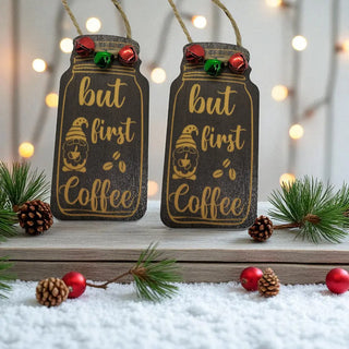 First Coffee Gnome - Hanging Festive Tree Ornament The Holiday Shop