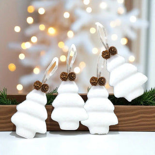 Fluffy Tree Ornaments - White Hanging Tree Ornaments The Holiday Shop