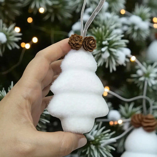Fluffy Tree Ornaments - White Hanging Tree Ornaments The Holiday Shop