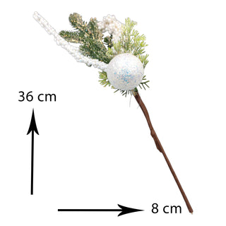 Decorative stick with a spherical ornament and greenery, labeled with dimensions on a white background.