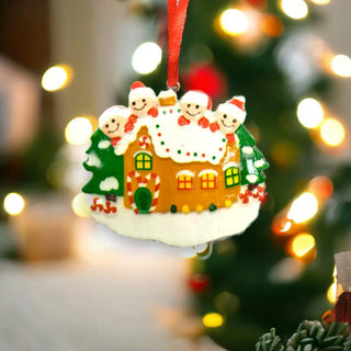 Gingerbread house ceramic hanging ornament