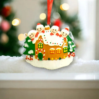 Gingerbread house ceramic hanging ornament