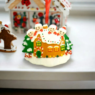 Gingerbread house ceramic hanging ornament