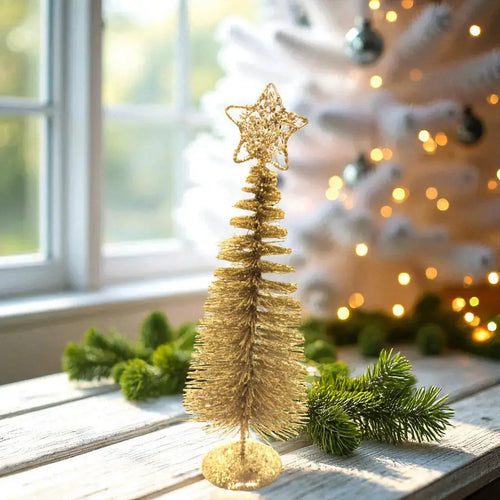 Gold Christmas tree with a star on top