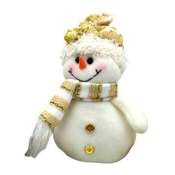 Christmas Gold Plush Snowman  – Soft Home Accent – product photo 1