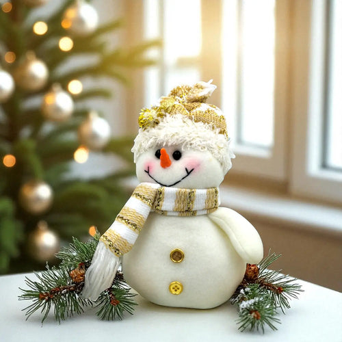 Christmas Gold Plush Snowman  – Soft Home Accent – product photo 2