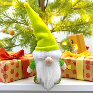 Fluffy Green Gnome – Plush Holiday Decoration