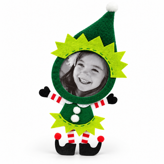 Green felt elf Christmas photo frame ornament