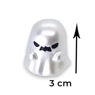white pearly ghost with a face on a white background