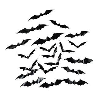 Black bat-shaped decorations on a white background