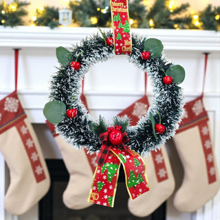 Holly Berry Christmas Wreath – Classic Red Bow