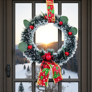 Holly Berry Christmas Wreath – Classic Red Bow