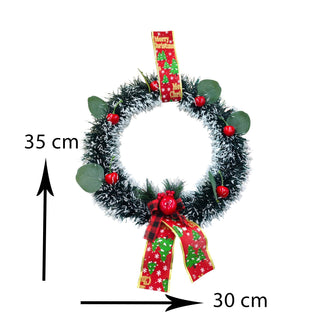 Holly Berry Christmas Wreath – Classic Red Bow