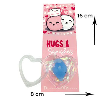 squishy toy with a heart design and pink valentines card
