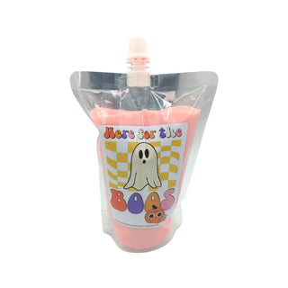 Pink halloween IV drip package with ghost design and text on a white background