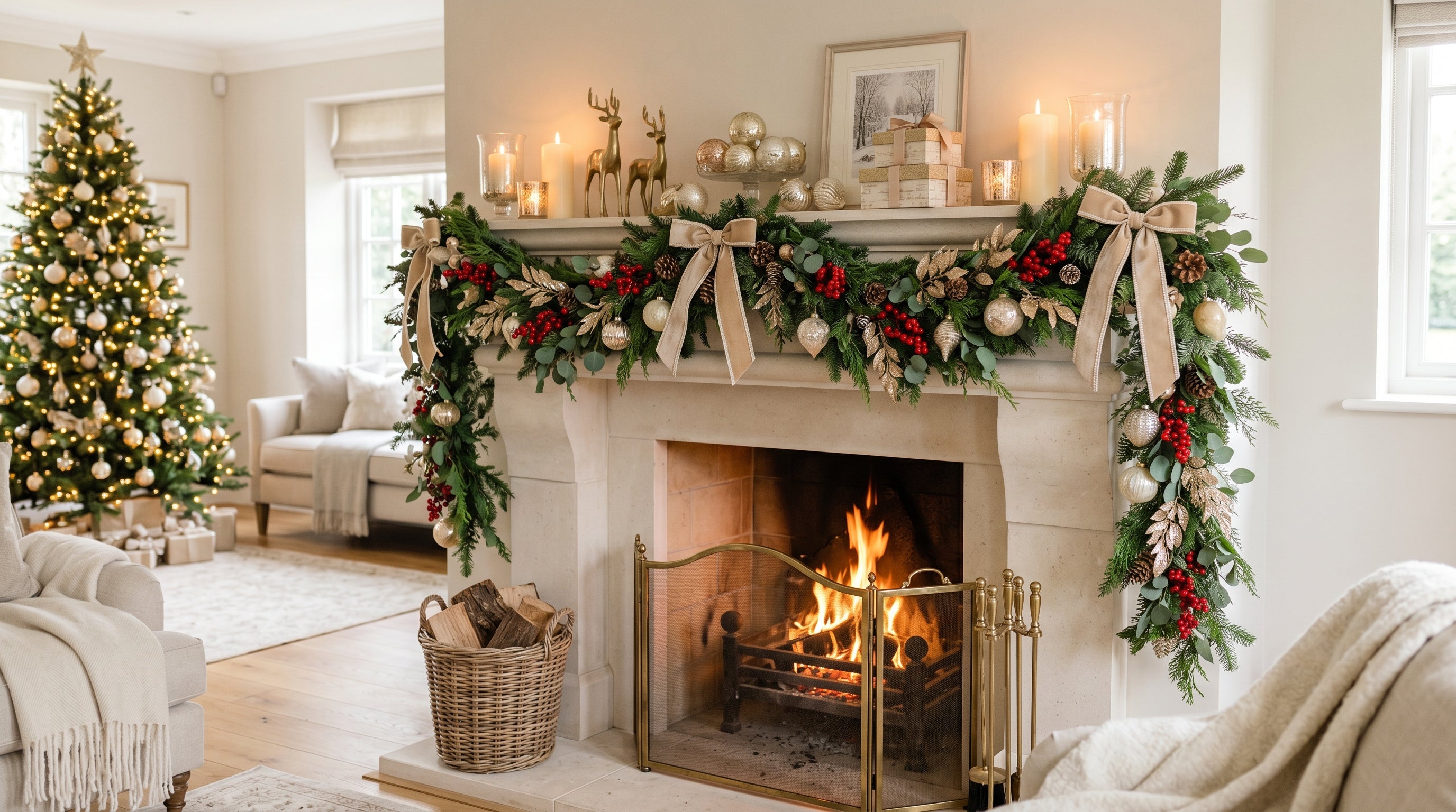 Christmas fireplace festive styling for homes and venues, South Africa