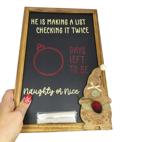Naughty or Nice - Hanging Wooden Frame