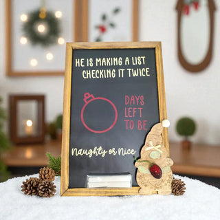 Naughty or Nice - Hanging Wooden Frame The Holiday Shop