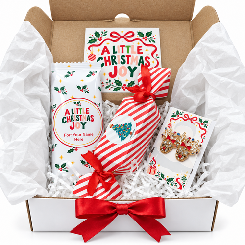 Reindeer earrings Christmas gift box with cracker and treat bar