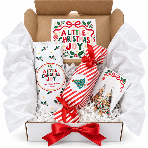 Christmas tree earrings gift set with cracker and treat bar