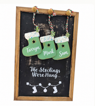 Vintage 'The Stockings Were Hung’ Wooden Hanging Sign The Holiday Shop
