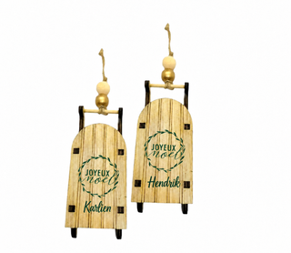Sled Wooden Christmas Ornaments (Set of 2) The Holiday Shop