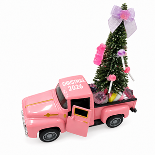 Vintage-Style Pink Die-Cast Christmas Truck The Holiday Shop