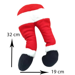Red Santa Claus legs with measurement labels on a white background