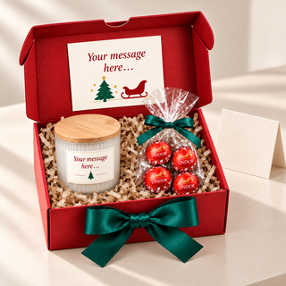 Corporate Christmas Gift Box – Personalised Scented Candle & Lindt Lindor | Branded Client Gift South Africa The Holiday Shop