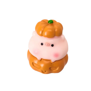 Cute character with a pumpkin on top on a white background