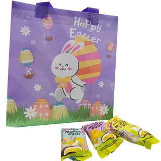 Purple Easterhunt Bag with a bunny and eggs