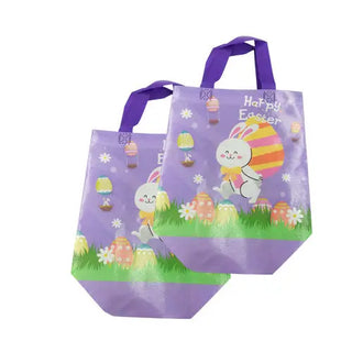 Purple Easterhunt Bag with a bunny and eggs